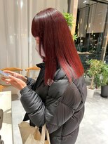 ガリカ 横浜(Gallica) ブリーチなし透明感ワインレッドカラー×艶感ミディアム