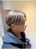 ナチュラルセンターパート×ダークブラウンハイライト