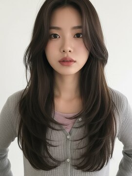 エイチ 大阪梅田(H) ボブミルクティーベージュレイヤーカットアンブレラカラー50代