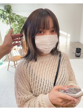 シンス(Since) 【大重】顔周り レイヤー ミディ ロブ インナーカラー ベージュ