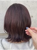 くびれミディアム×顔周りカット×チェリーブラウン