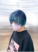 ネイビーブルー　水色　ショート