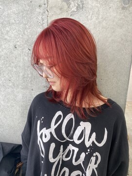 アジールヘア 北千住駅西口店(agir hair) ボルドーレッドケアブリーチウルフカットレイヤー顔まわり北千住