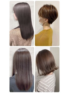 美容室フルール 外ハネヘルシースタイルショコラアッシュふんわり丸みカール