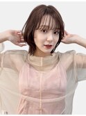 韓国風ボブ艶カラー前下がり似合わせフェイスレイヤー