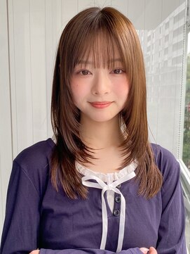 エトラ 渋谷店(etora) 小顔 前髪 レイヤーカット くびれヘア  アプリコットオレンジ"