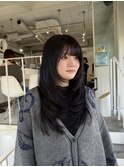 ☆ミディアムレイヤーハッシュカットダークアッシュブラウン