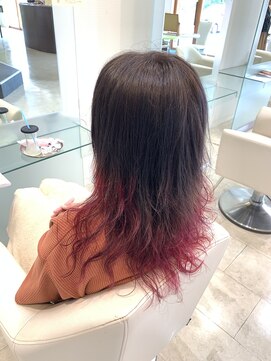 カイム ヘアー(Keim hair) 裾カラー×レッド☆韓国ヘア/夏カラー/インナーカラー/20代30代