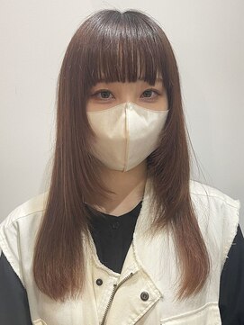 ウクラ バイ レシッド 池袋(uchla by rcid) 韓国☆顔周りレイヤーワンカール姫カット前髪×チェリーブラウン