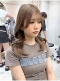前髪アンブレラカラーこなれミディイメチェンウェーブパーマ