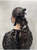 【ダブルポニーテール】/結婚式/二次会/同窓会/銀座/ヘアセット