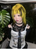 イエロー シャギーカット ハッシュカット デザインカラー