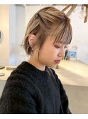 デザインカラーコントラストハイライト切りっぱなしボブ