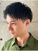 メンズカット　30代　ビジネスヘア　アップバング　パーマ