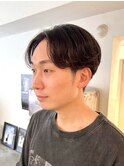 メンズハンサムショートワンカールパーマツーブロックショート