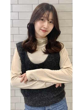 ゆるふわミディアム/ハッシュカット/ベージュ/韓国レイヤー