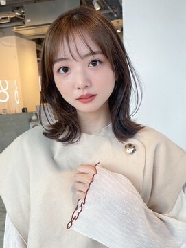 アルバム 池袋(ALBUM) ワンカールレイヤー_チェリーブラウンフェミニンロング_ba423582