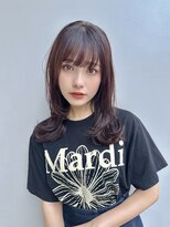 エアー 青山(AIR)&nbsp;くびれミディアムレイヤーロング暗髪ピンクベージュ