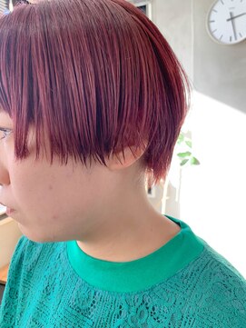 テトヘアー(teto hair) 丸みショート、マッシュショート、ピンクパープル、ブリーチ