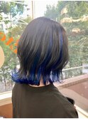 【インナーカラー/ブルー/ウルフカット】20代30代40代50代