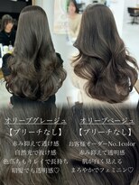 ハピネス 梅田茶屋町店(HAPPINESS)&nbsp;韓国ヘア/レイヤー/顔周り/ブリーチなし/オリーブグレージュ