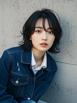 エイチ ウルフカット 大阪梅田(811) マッシュウルフボブパーマミルクティーベージュシルバーアッシュ