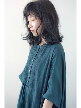 ノイン(noine) 『noine*sasaki』クセ毛風柔らかミディアム×ダークアッシュ