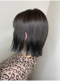 インナーカラー_マロンベージュ Aラインボブ かきあげ