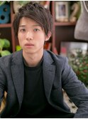 清潔感ある黒髪サイドパートウェットヘアc4上尾20代30代40代