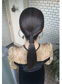 タイトポニー タイトヘア タイトアレンジ 金箔ヘア 卒業式ヘア