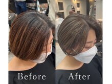 ティダスマイル ふじみ野店(tida smile)の雰囲気（白髪ぼかしハイライトBefore→After＊上品な大人ベージュカラー）