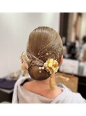 成人式ヘアセット　ヘアアレンジ　タイトシニヨン