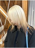 ホワイトブロンドエンドカラールーツカラー裾カラーインナー金髪