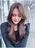 美髪韓国レイヤーイメチェン似合わせチェリーブラウンミニウルフ