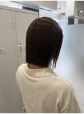 切りっぱなしボブ　髪質改善うる艶カラー　ショコラブラウン