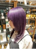 ハイトーン×ブルーラベンダー◎個性派デザインウルフカット