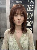 小顔レイヤー×チョコブラウンウルフミディアム