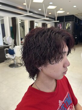 プランタン フォー ヘアー(printemps FOR HAIR) ワインレッド×サーフカール