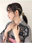 卒業式　成人式　振袖　袴　着付け　ヘアセット　金箔ヘア☆