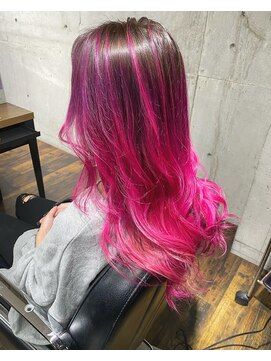 ガルボ ヘアー(garbo hair) #オススメ#ピンクグラデーション#ブリーチ#パープルカラー