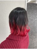 グラデーションレッド10代20代30代40代ボブ