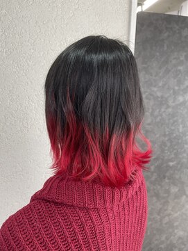 アジールヘア 所沢プロペ通り店(agir hair) グラデーションレッド10代20代30代40代ボブ