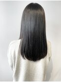 サラ艶ロング×暗髪透明感×ネイビーグレー【ブリーチなし】