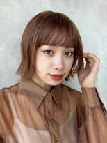 グリードヘアー セルフィッシュ(GREED hair SELFISH) フェイスレイヤーベージュマッシュボブ前髪あり