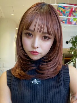 ミンクス渋谷スマートサロン(MINX shibuya smart salon) 美髪 ピンクブラウン 切りっぱなしボブ エアリーロング