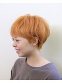 オレンジベージュ#ダブルカラー#マッシュショート#ケアブリーチ