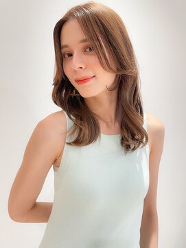 マイラ 銀座(myla) 韓国デザインカラーレイヤーカットウェットヘアオリーブベージュ