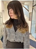 セミロング×裾カラー