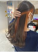 インナーカラーオレンジカラーグレージュカラーイヤリングカラー