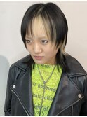 □ ハッシュカットグレージュデザインカラーツートンカラー